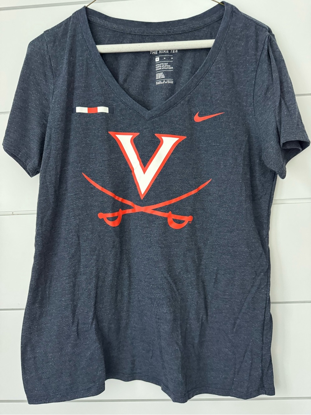 Nike Navy Heather Athletic Tee with White Logo Print